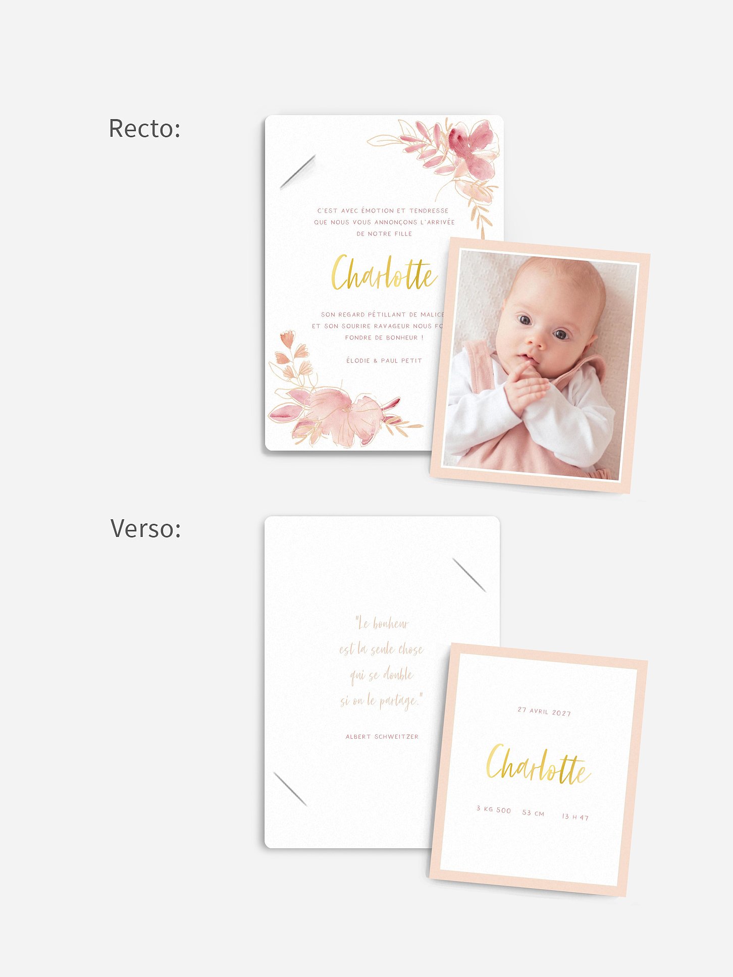 Faire-part naissance Couronne printanière