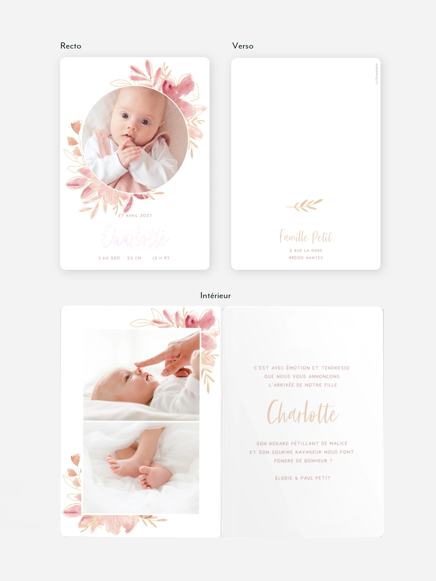 Faire-part naissance Couronne printanière