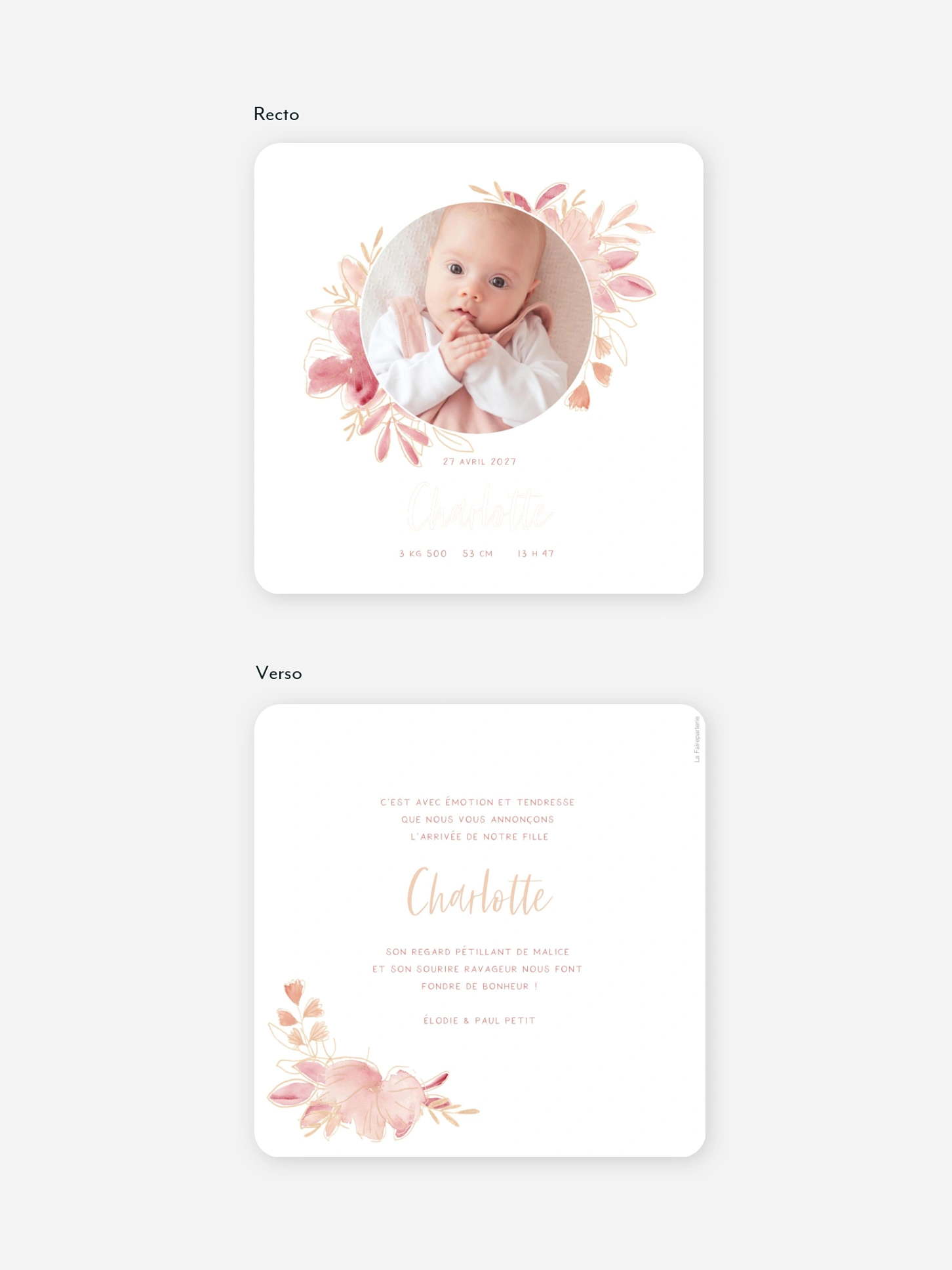 Faire-part naissance Couronne printanière