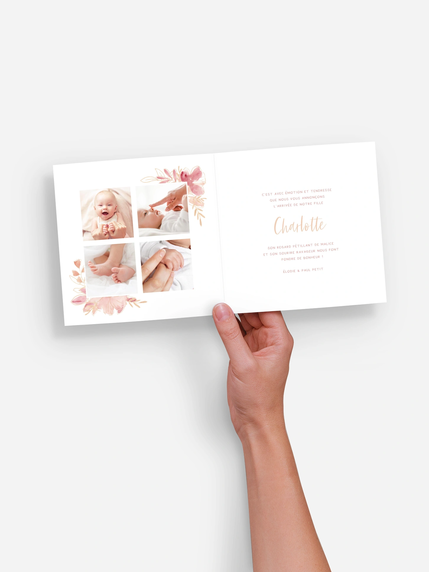 Faire-part naissance Couronne printanière