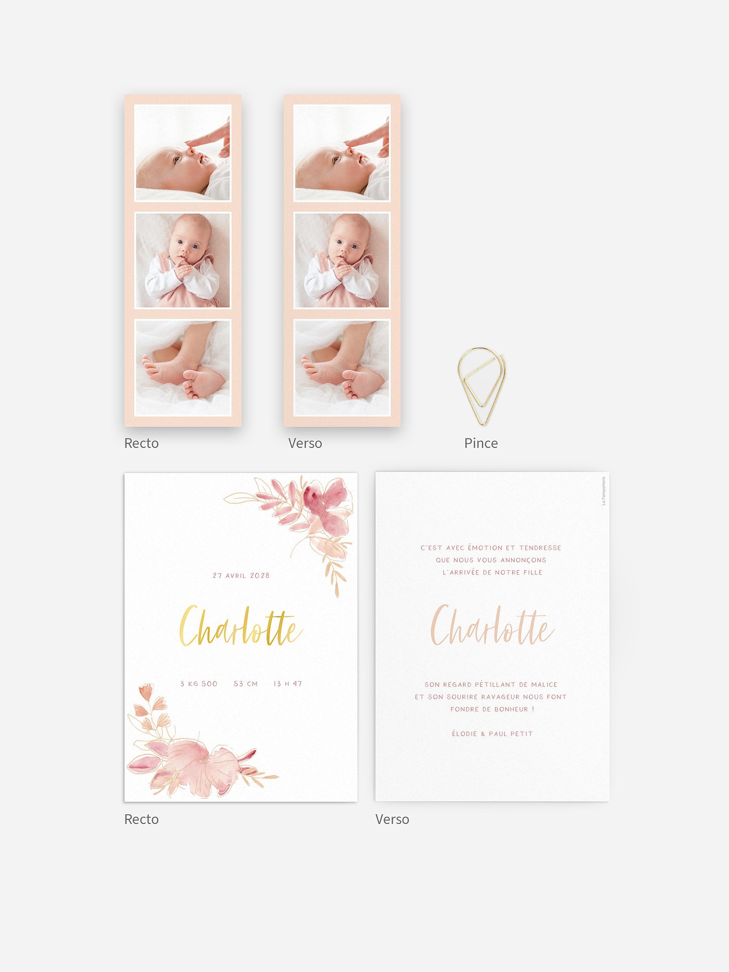 Faire-part naissance Couronne printanière