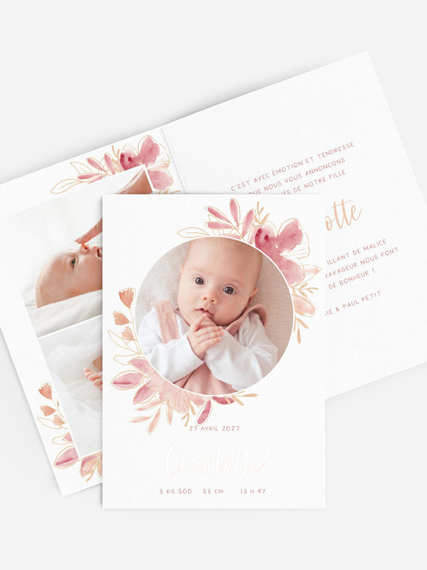 Faire-part naissance Couronne printanière