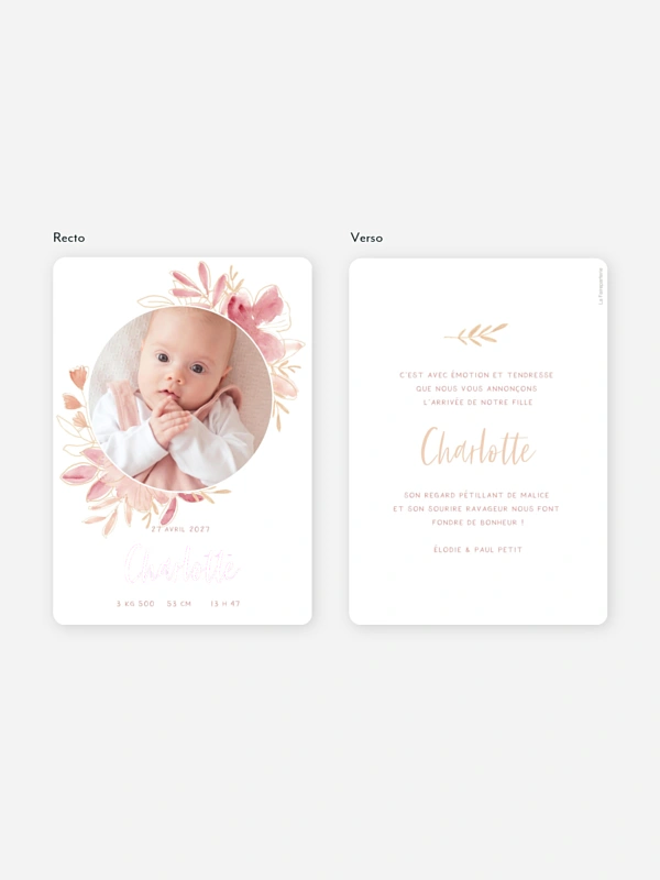 Faire-part naissance Couronne printanière
