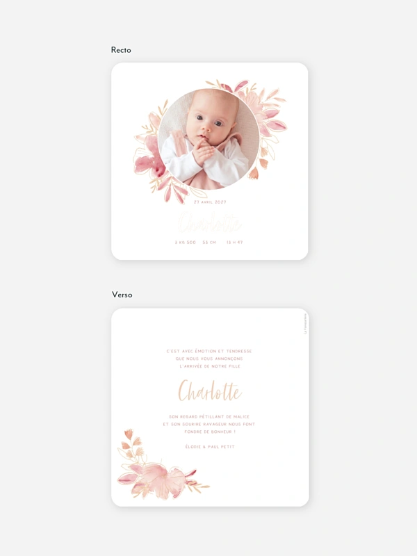 Faire-part naissance Couronne printanière