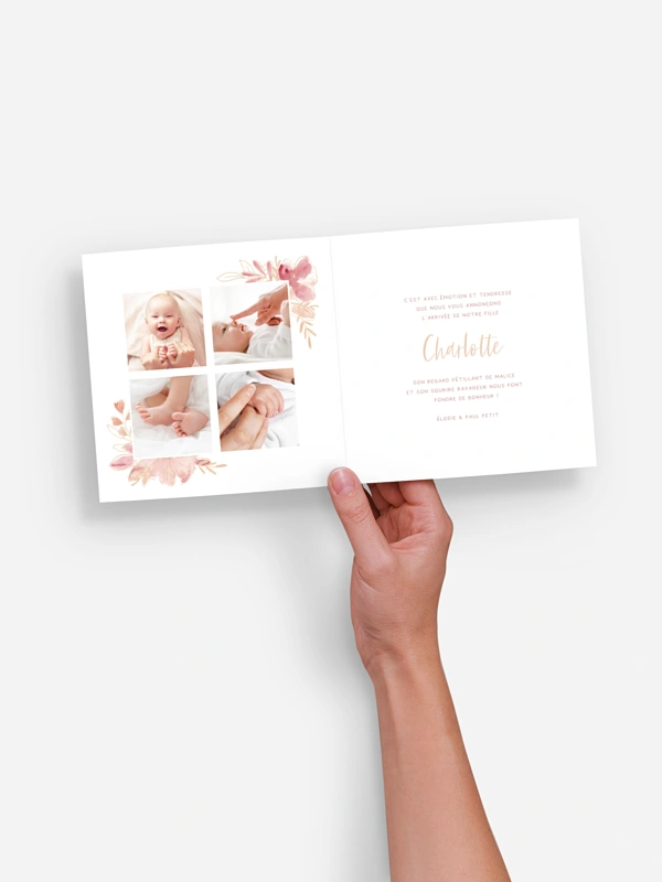 Faire-part naissance Couronne printanière