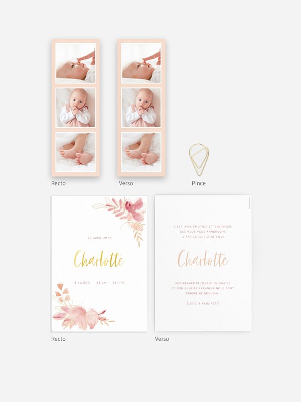 Faire-part naissance Couronne printanière
