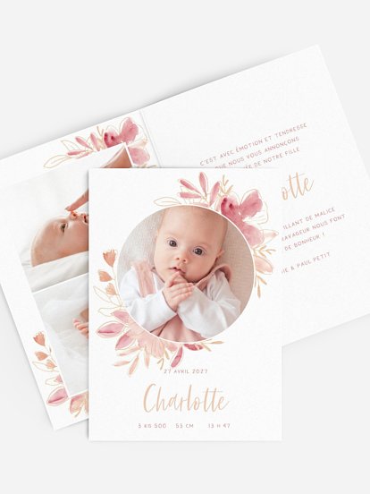 Faire-part naissance Couronne printanière