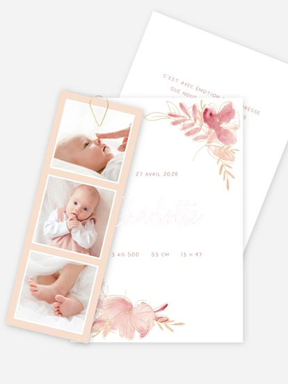 Faire-part naissance Couronne printanière
