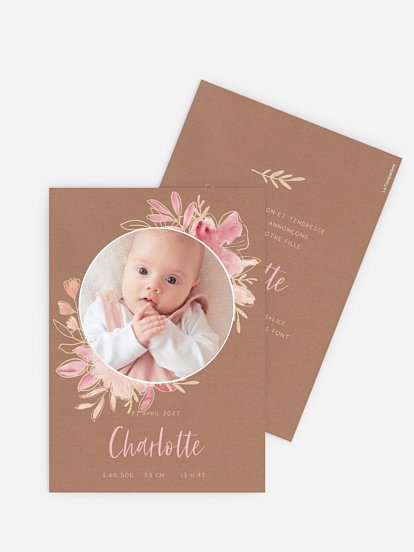 Faire-part naissance Couronne printanière