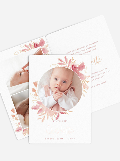 Faire-part naissance Couronne printanière