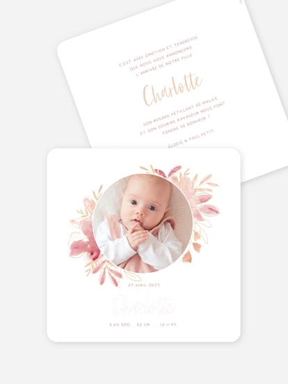 Faire-part naissance Couronne printanière