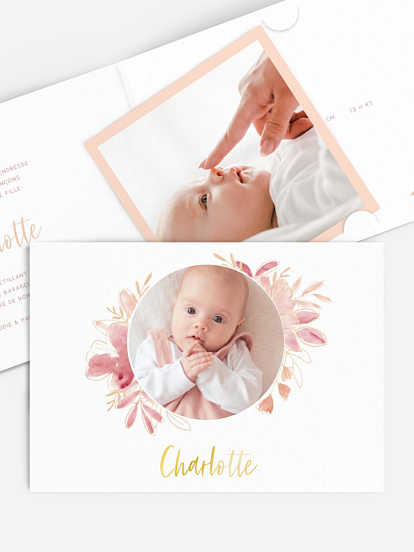 Faire-part naissance Couronne printanière