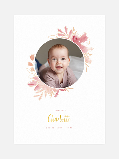 Affiche naissance Couronne printanière