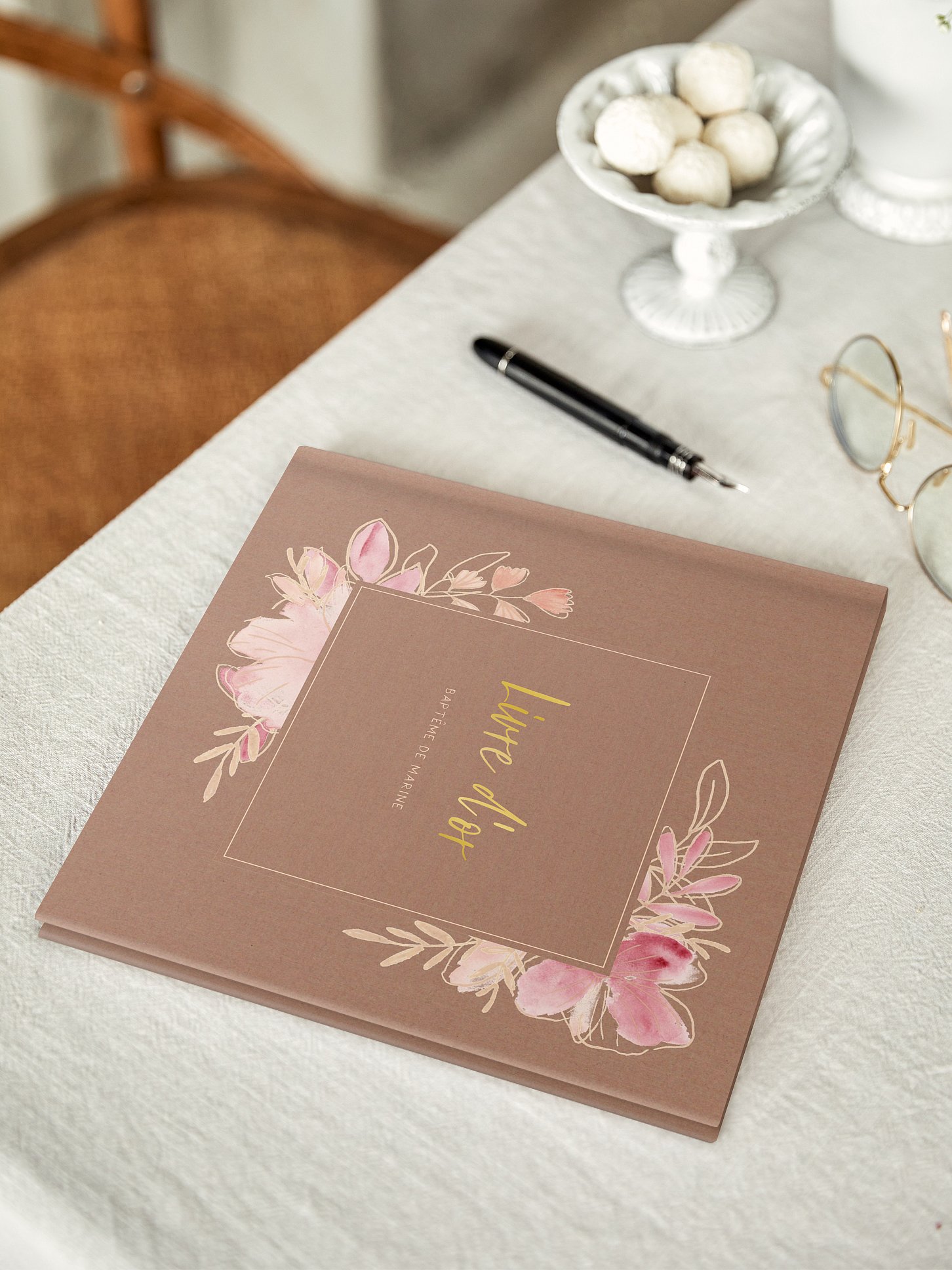 Livre d’or baptême Couronne printanière
