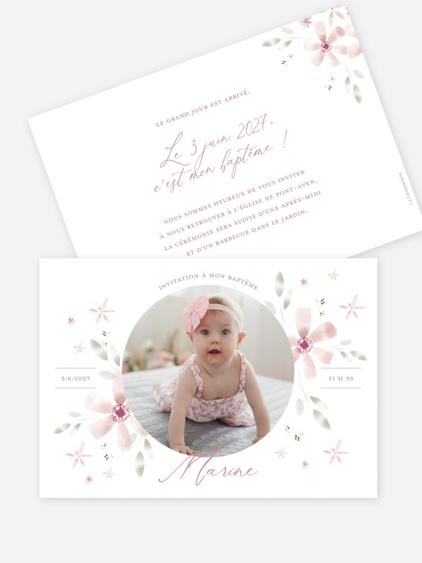 Faire-part baptême Rosé Love