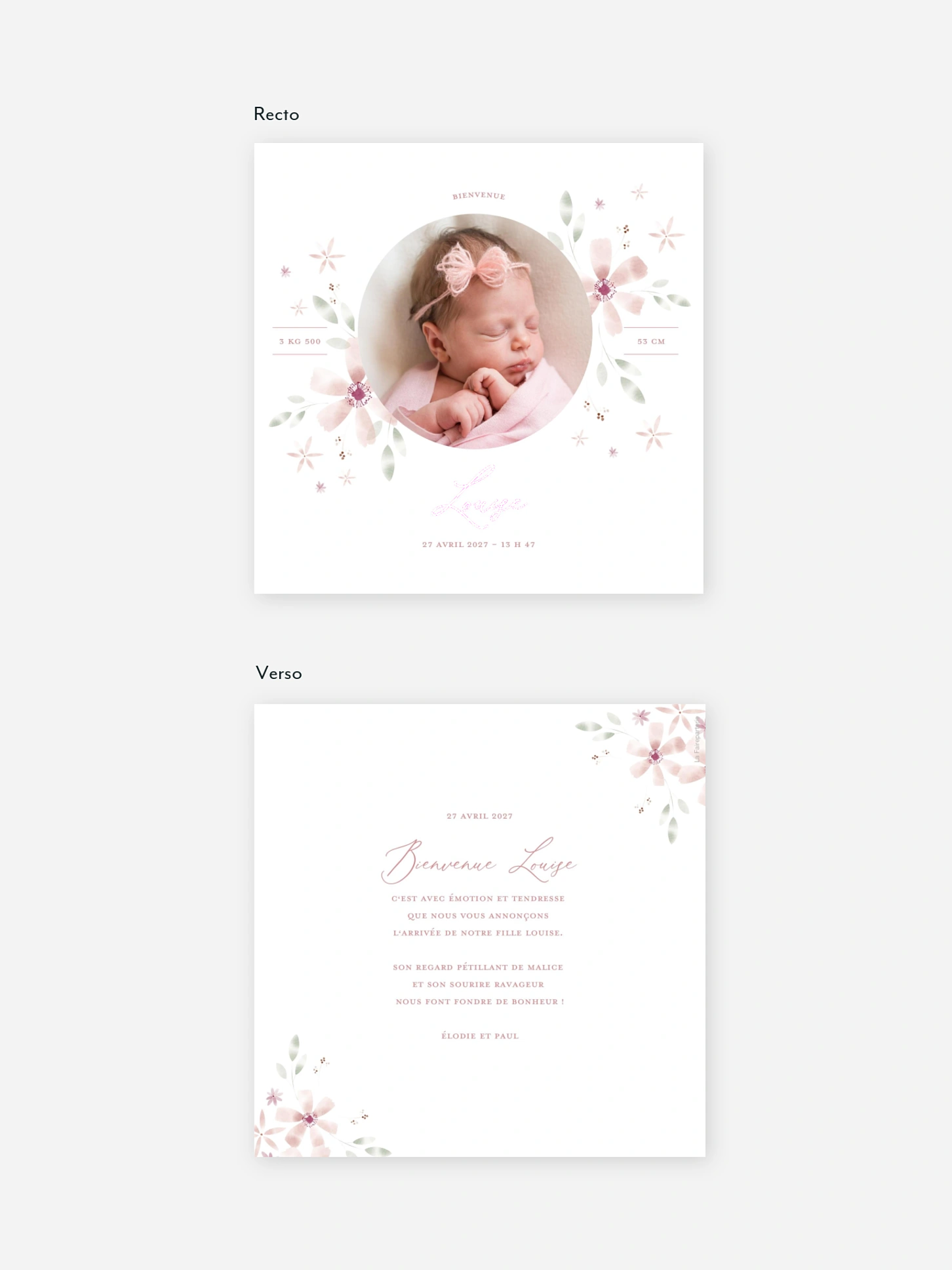 Faire-part naissance Rosé Love