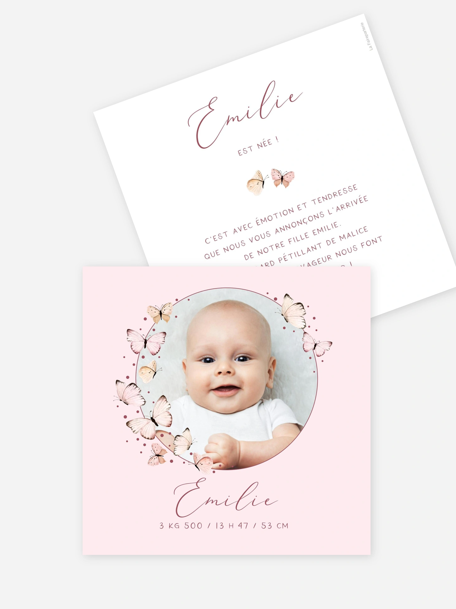 Faire-part naissance Doux papillons