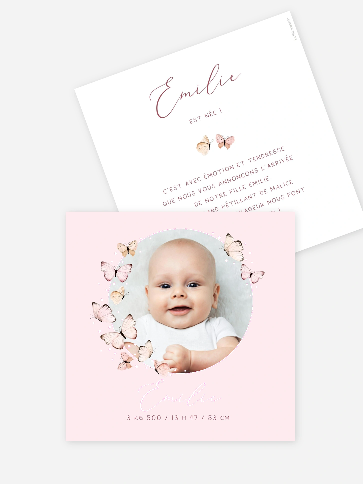 Faire-part naissance Doux papillons