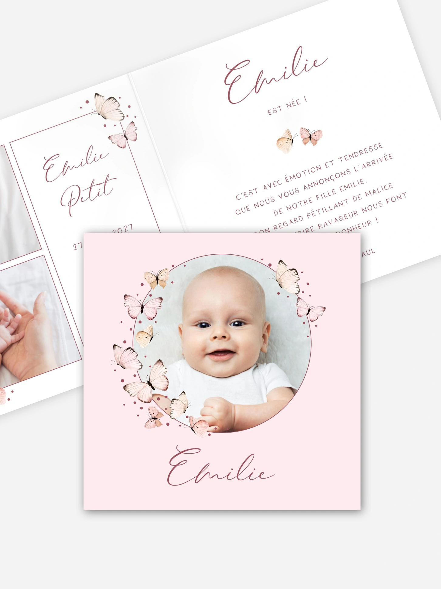 Faire-part naissance Doux papillons