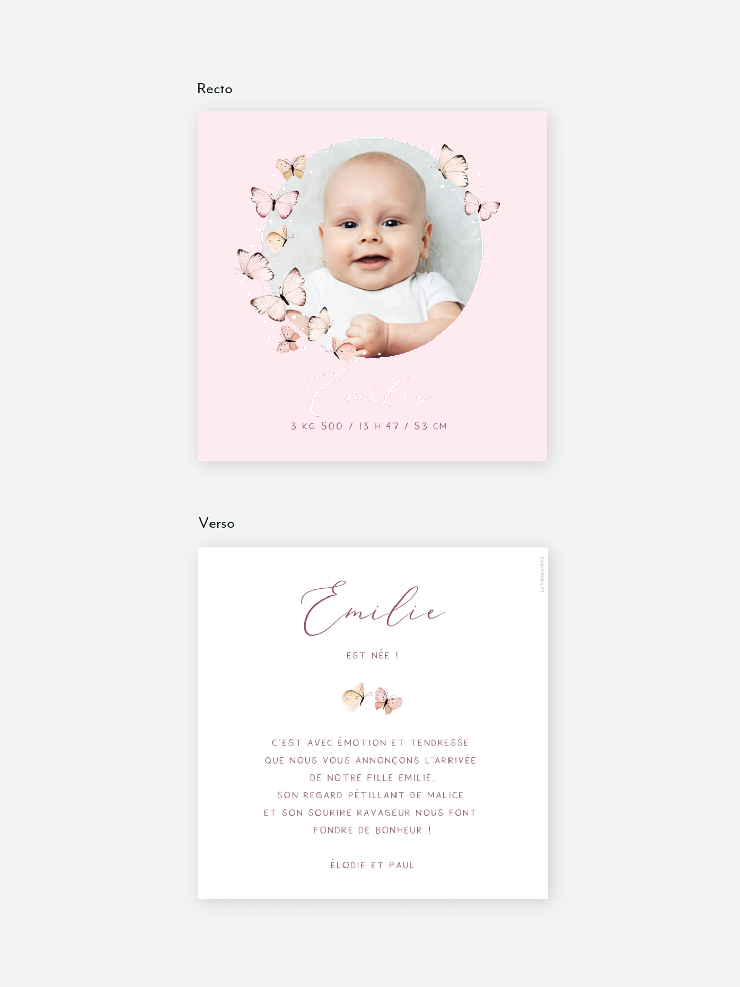 Faire-part naissance Doux papillons