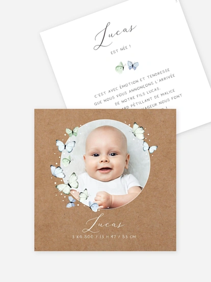 Faire-part naissance Doux papillons