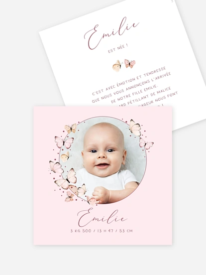 Faire-part naissance Doux papillons