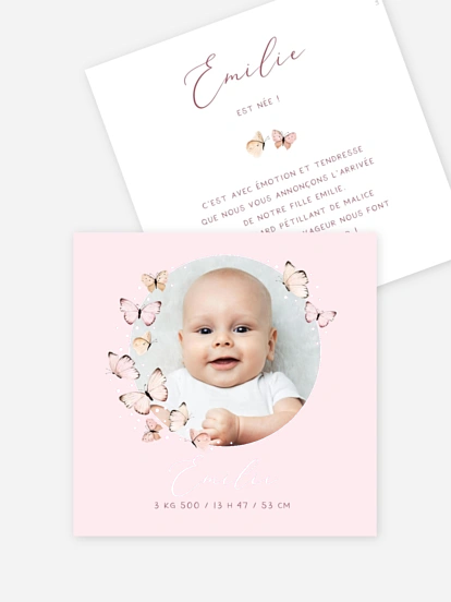 Faire-part naissance Doux papillons