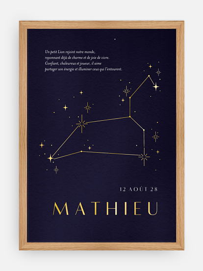 Affiche naissance Constellation du Lion