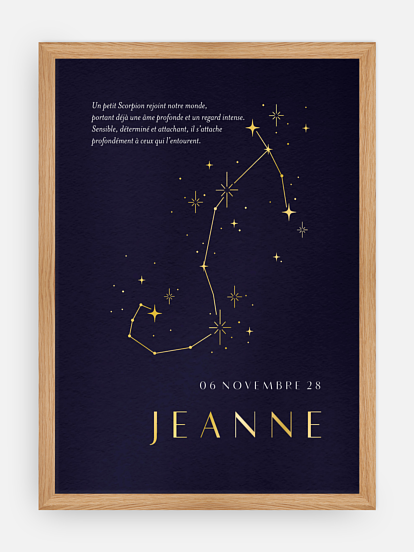 Affiche naissance Constellation du Scorpion