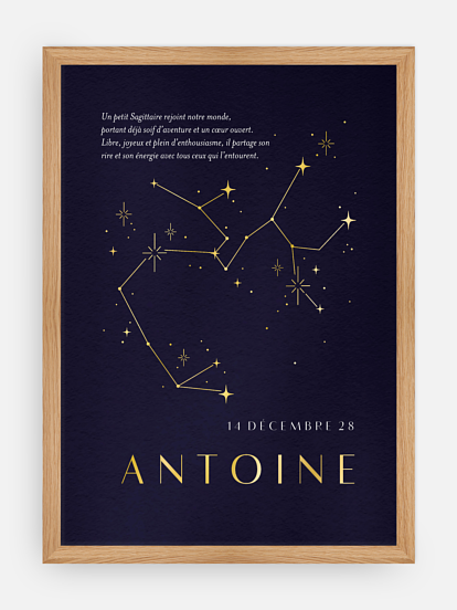 Affiche naissance Constellation du Sagittaire