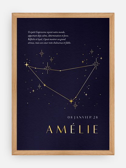 Affiche naissance Constellation du Capricorne