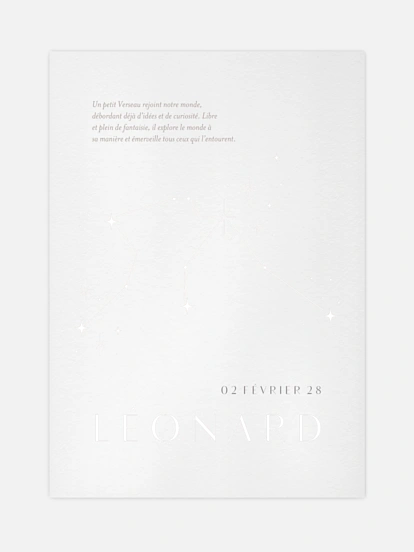 Affiche naissance Constellation du Verseau