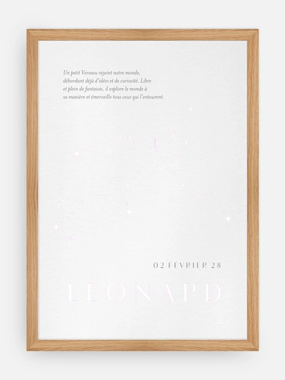 Affiche naissance Constellation du Verseau