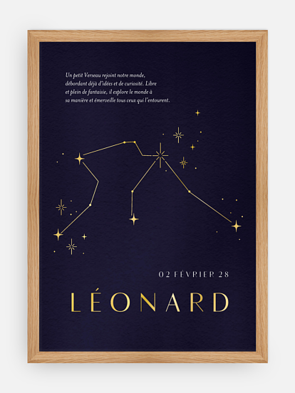 Affiche naissance Constellation du Verseau