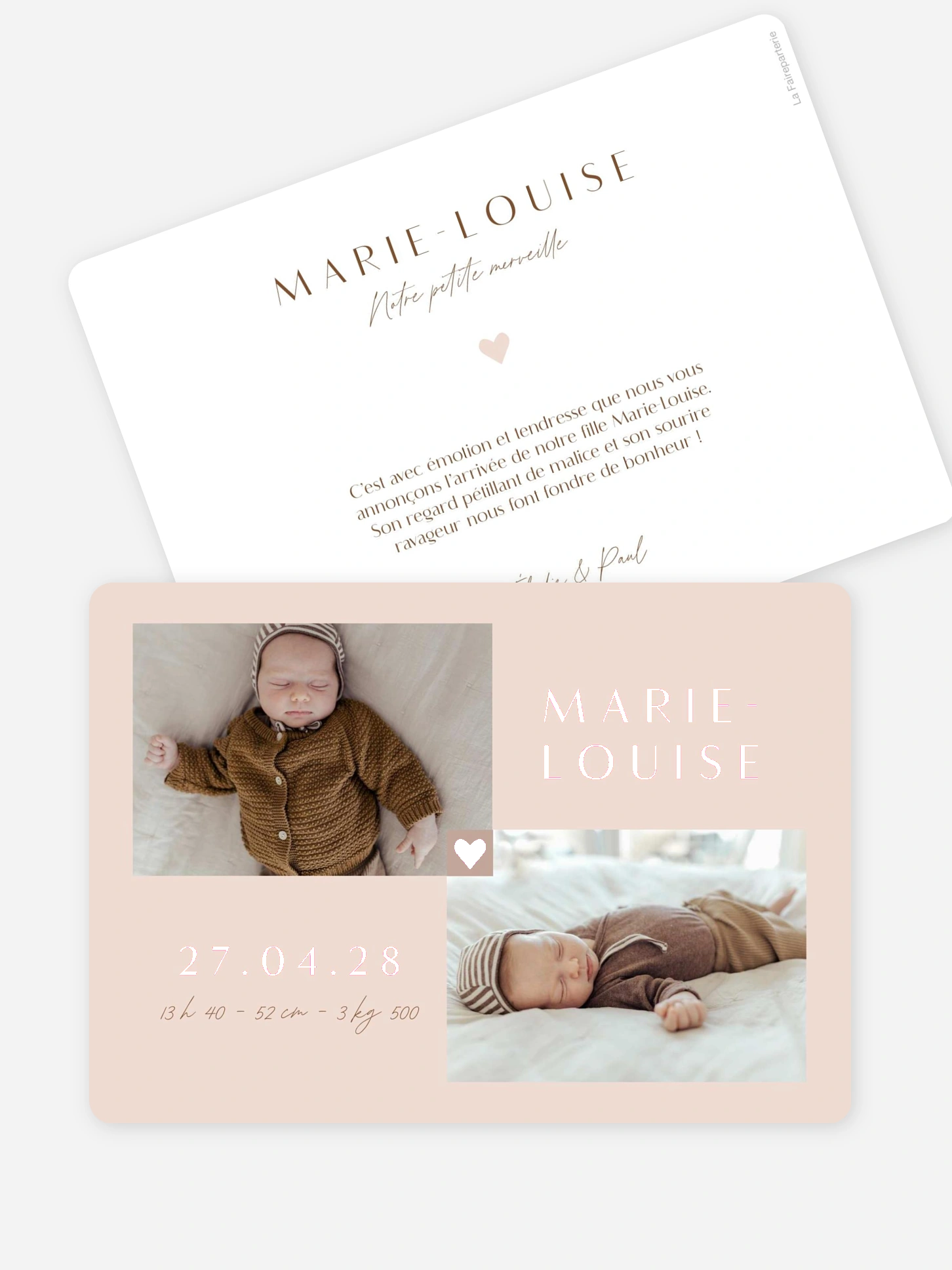Faire-part naissance Cœur en Or