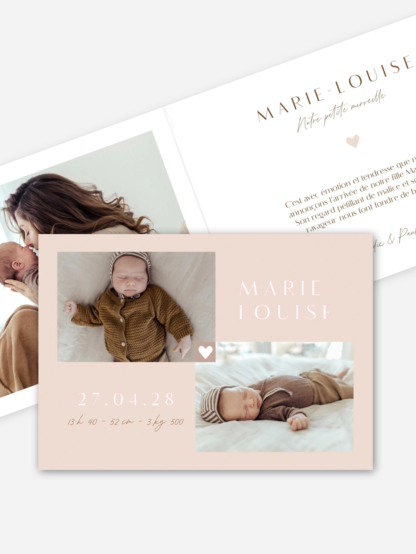 Faire-part naissance Cœur en Or