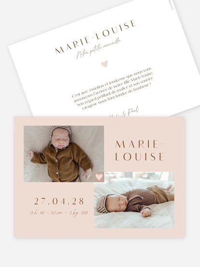 Faire-part naissance Cœur en Or