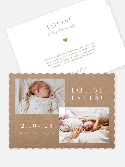 Faire-part naissance Cœur en Or