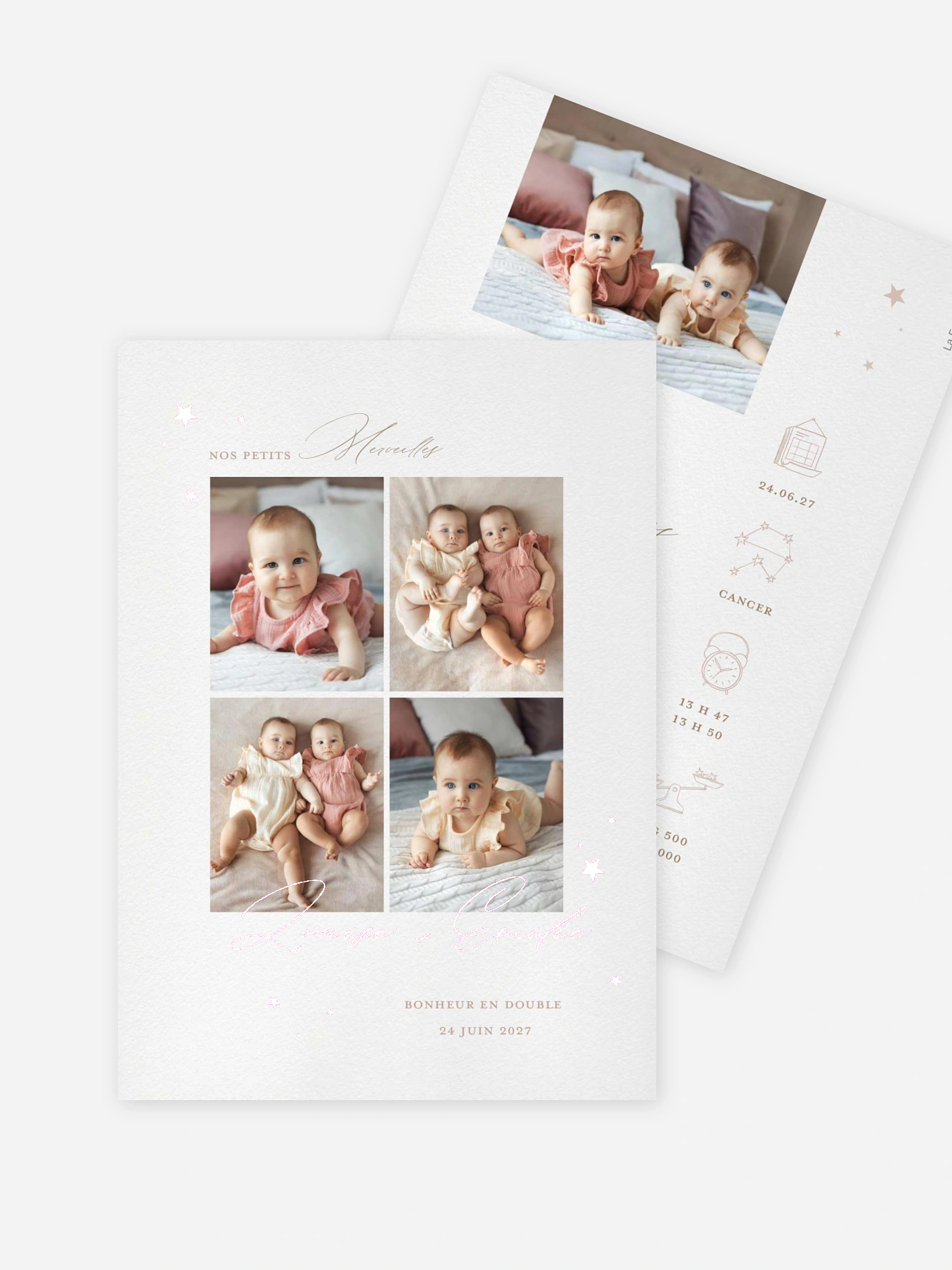 Faire-part naissance jumeaux Comme par Magie