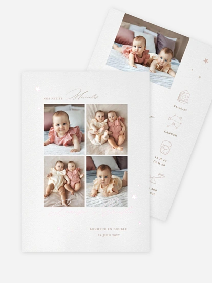 Faire-part naissance jumeaux Comme par Magie