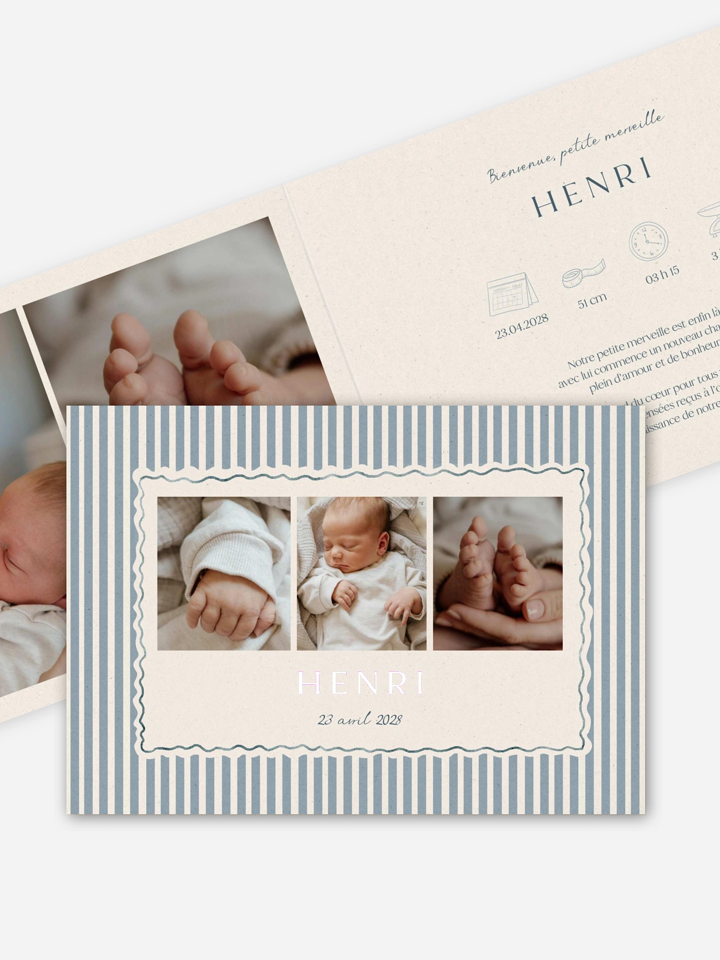 Faire-part naissance Jeu de rayures