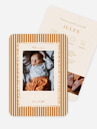 Faire-part naissance Jeu de rayures