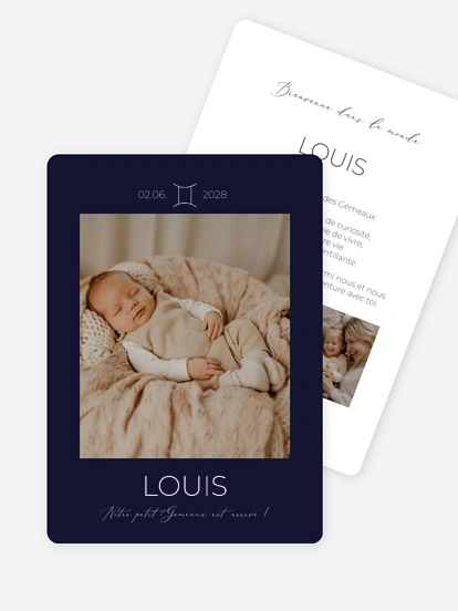 Faire-part naissance Petit Gémeaux en devenir
