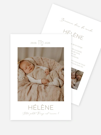 Faire-part naissance Petite Vierge en devenir