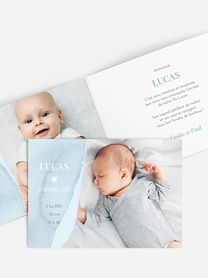 Faire-part naissance Tracé en aquarelle