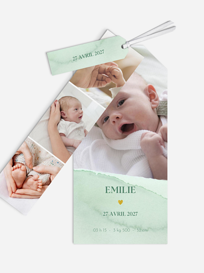 Faire-part naissance Tracé en aquarelle