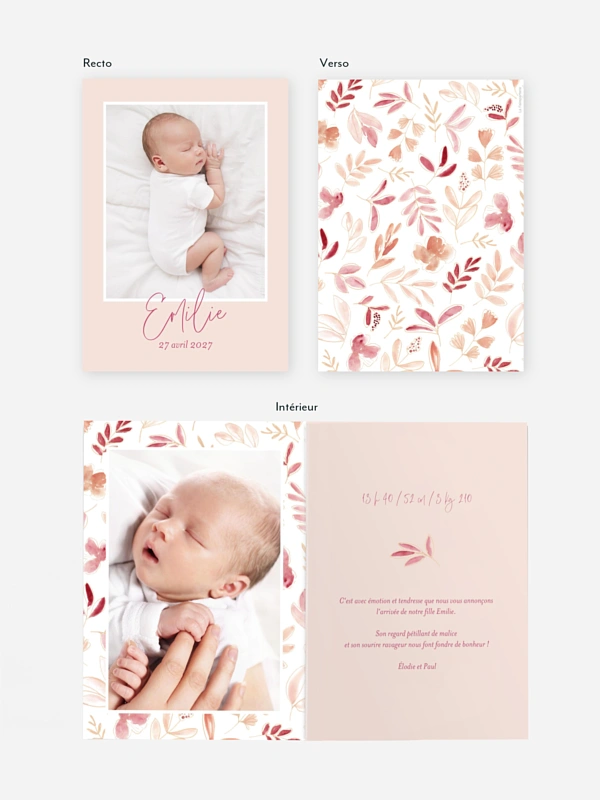 Faire-part naissance Fleurie