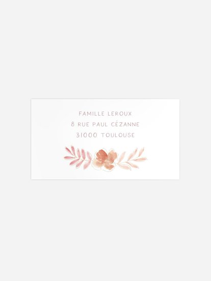 Étiquette destinataire naissance Enfant de fleur