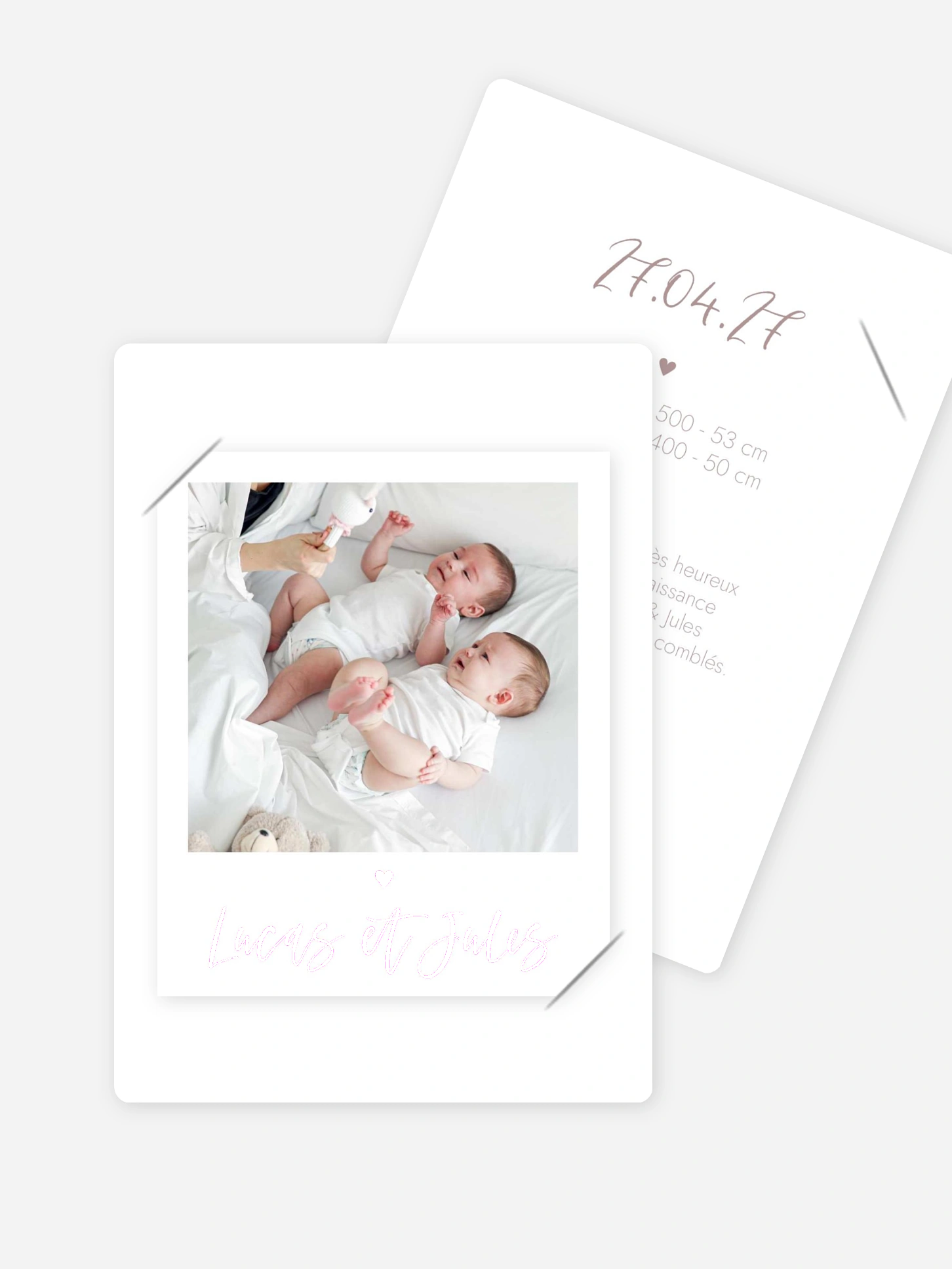 Faire-part naissance jumeaux Lovely Blessing