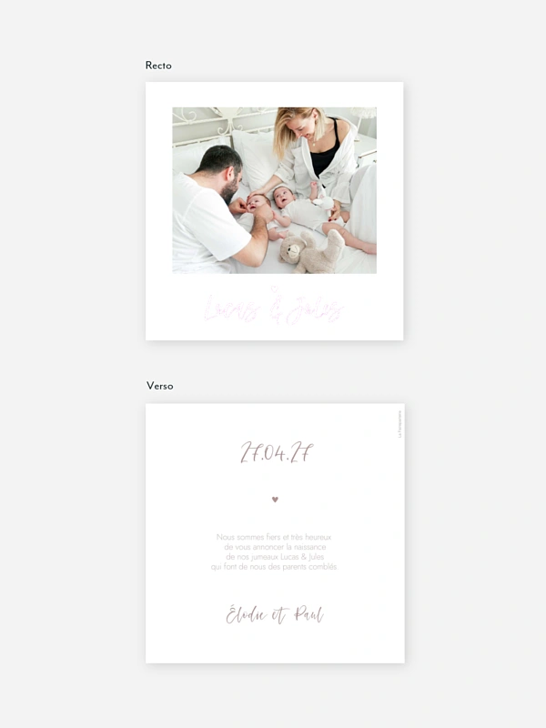 Faire-part naissance jumeaux Lovely Blessing